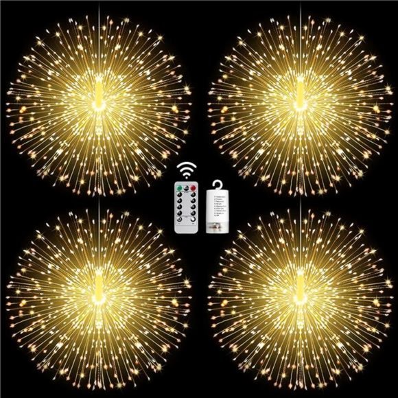 4 Pack Starburst String Lights 225 LED 8 Modes Dimmable...